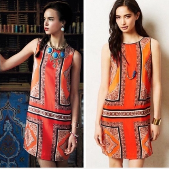 Maeve Dresses & Skirts - MAEVE • 100% Silk "Canna" Shift Dress, Scarf Print